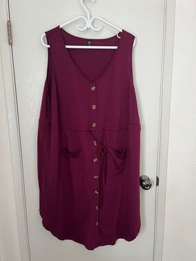 SHEIN Button-Front Sleeveless Dress in Plum